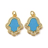 Brass Micro Pave Cubic Zirconia with Synthetic Turquoise Pendants KK-K356-24B-G-1