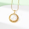 304 Stainless Steel & Acrylic Imitation Pearl Half Round Pendant Snake Chain Necklaces for Women NJEW-F354-07G-2