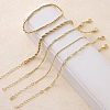 5Pcs 5 Styles Brass Chain Bracelets & Stretch Bracelets Set for Women BJEW-D357-03G-1
