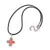 Glass Seed Cross Pendant Necklaces NJEW-MZ00025-01-4