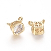Brass Cubic Zirconia Charms ZIRC-D118-07G-2