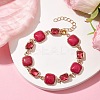 Dyed Natural White Jade Square & Alloy Link Chain Bracelets for Women BJEW-JB10129-2