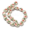 Flower Theme Printed Handmade Porcelain Beads LAMP-D303-06E-01-2