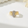 Brass Micro Pave Cubic Zirconia Finger Rings for Women IC2063-1