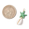 Starfish Dyed Synthetic Turquoise & Natural Cowrie Shell Pendants PALLOY-JF03553-2