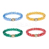 4Pcs 4 Style Glass & Rhinestone Beaded Stretch Bracelets Set for Women BJEW-JB08803-1