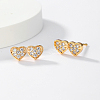 Fashionable and Versatile Heart Brass Stud Earrings IT0137-2
