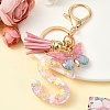 Resin & Acrylic & Faux Suede Tassel Keychain KEYC-YW00124-19-1