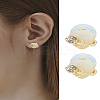1Pair Heart with Tulip Alloy Micro Pave Clear Cubic Zirconia Stud Earrings EJEW-LP0003-46-1