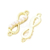 Brass & ABS Imitation Pearl Infinity Connector Charms KK-D325-03G-3