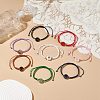 8Pcs 8 Style Natural Mixed Gemstone Donut/Pi Disc Braided Bead Bracelets Set BJEW-JB08967-6