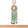 Bohemian 304 Stainless Steel & Imitation Pearl Oval Pendant Necklaces NJEW-Z061-10G-01-5