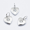 Brass Micro Pave Clear Cubic Zirconia Charms ZIRC-J040-09P-NR-1