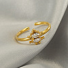 304 Stainless Steel Micro Pave Clear Cubic Zirconia Cuff Rings for Women FS-WGE9F4E-03-1