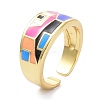 Enamel Geometric Pattern Wide Band Ring for Teen Girl Women KK-C224-06G-4