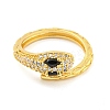 304 Stainless Steel Cubic Zirconia Open Cuff Ring for Women RJEW-S406-05G-02-2