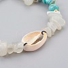 Natural/Synthetic Mixed Stone & White Moonstone Chip Braided Bead Bracelets BJEW-JB04080-4