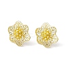 Rack Plating Brass Hollow Out Flower Stud Earrings for Women EJEW-I277-17G-1