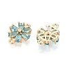 Brass Pave Cubic Zirconia Flower Connector Charms KK-T078-26G-2