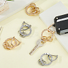 6 Sets 2 Colors Alloy Crystal Rhinestone Spring Gate Rings KEYC-HS0001-05-4