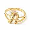 Clear Cubic Zirconia Initial Letter with Crown Adjustable Ring RJEW-M139-17H-2