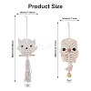 Crafans Owl Cotton Rope & Wood Beads Wind Chime Pendant HJEW-CF0001-05-2