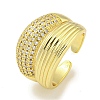 Rack Plating Brass Micro Pave Cubic Zirconia Open Cuff Rings for Women RJEW-I104-16G-1
