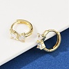 Bowknot Brass Micro Pave Clear Cubic Zirconia Hoop Earrings EJEW-L299-04G-2