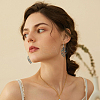 4 Pairs 4 Style Wood Hollow Leaf Dangle Earrings EJEW-FI0001-95-7