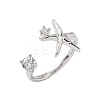 Brass Micro Pave Cubic Zirconia Cuff Rings for Women RJEW-H256-08P-4