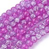Two Tone Magenta & Light Blue Crackle Glass Round Beads Strands X-CCG-Q002-8mm-09-2