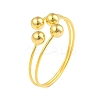 Round Brass Open Cuff Torque Bangles for Women BJEW-Z074-03G-1
