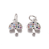 Brass Micro Pave Cubic Zirconia Charms ZIRC-I038-11P-1