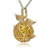 Golden Tone Brass Hollow Round Cage Pendants KK-J230-07G-2