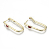 Brass Enamel Huggie Hoop Earrings EJEW-N011-33-NF-5