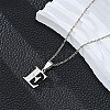 201 Stainless Steel Crystal Rhinestone Initial Pendant Necklaces FS-WG28760-05-1