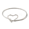 Non-Tarnish 201 Stainless Steel Wire Wrap Heart Bangle BJEW-E079-03P-1