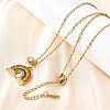 304 Stainless Steel Rhinestone Rainbow Pendant Necklaces for Women NJEW-U043-03G-3