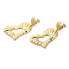 Heart & Bowknot Brass Dangle Stud Earrings EJEW-G382-12G-1