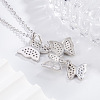 Brass Micro Pave Clear Cubic Zirconia 4 Butterfly Pendant Necklaces for Women FS-WG1F8BB-01-2