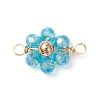 7Pcs 7 Colors Electroplate AB Color Transparent Glass Faceted Rondelle & Brass Round Beaded Flower Connector Charms PALLOY-JF03466-3
