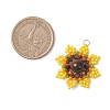 Round Natural Tiger Eye and Glass Seed Beaded Pendants PALLOY-MZ01135-2