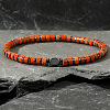 Dyed Natural Imperial Jasper & Synthetic Non-magnetic Hematite Beads Stretch Bracelets for Men LS-EG0676-5-1
