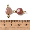 Natural Strawberry Quartz Connector Charms FIND-C046-11A-G-3