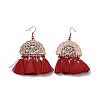 Alloy Half Round with Tassels Dangle Earrings LS-EJEW-E267-05RC-2