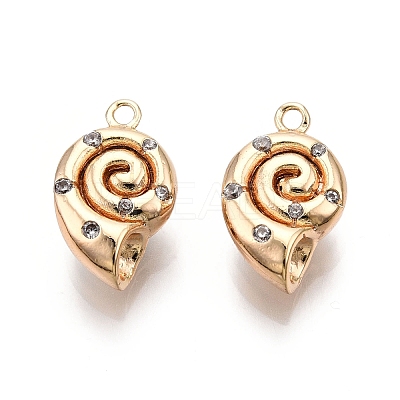 Brass Micro Pave Clear Cubic Zirconia Pendants KK-G436-25G-1