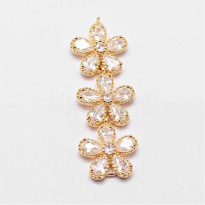 Brass Micro Pave Cubic Zirconia Links ZIRC-A003-02G-1