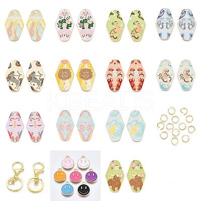 12Pcs Twelve Constellations Rack Plating Alloy Enamel Big Pendant Keychains KEYC-JKC01419-1