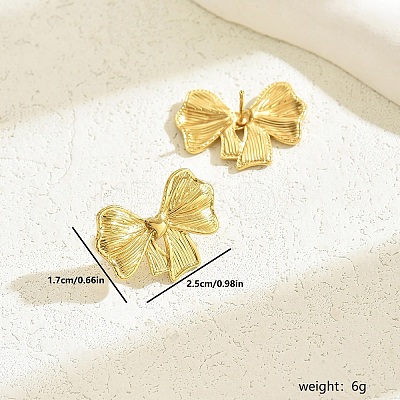 Sweet 201 Stainless Steel Bowknot Stud Earrings SK0525-2-1