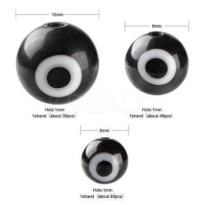 3 Strands 3 Style Handmade Evil Eye Lampwork Round Bead Strands LAMP-LS0001-12E-1